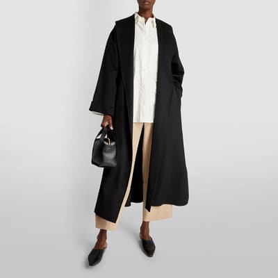 Black Wool Blend Trullem Wrap Coat