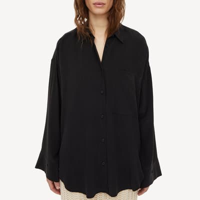 Black Derris Oversized Silk Shirt