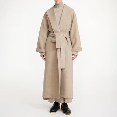 Taupe Trullem Wrap Wool Coat