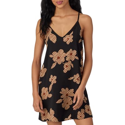 Black and Tan Floral Short Chemise