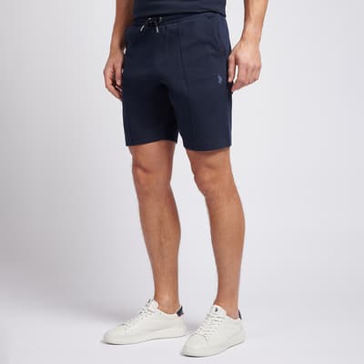 Navy Cotton Blend Jogger Shorts