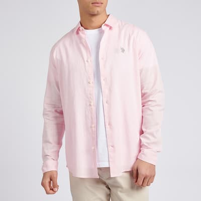 Pale Pink Long Sleeve Linen Blend Shirt