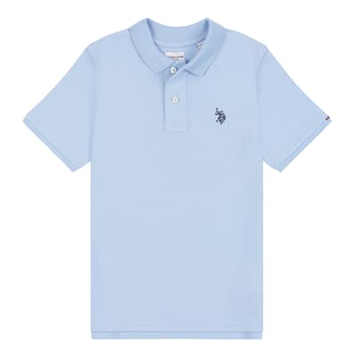 Boy's Light Blue Pique Cotton Polo Shirt