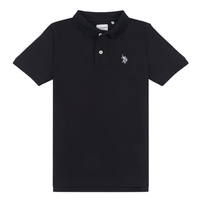 Boy's Black Pique Cotton Polo Shirt