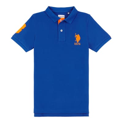 Boy's Bright Blue Player Pique Cotton Polo Shirt