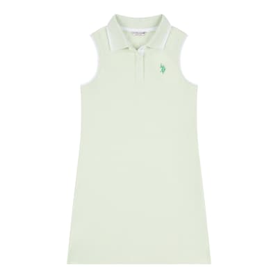 Girl's Sage Sleeveless Cotton Polo Dress