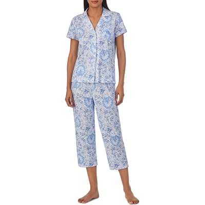 Blue Floral Capri Pyjama Set