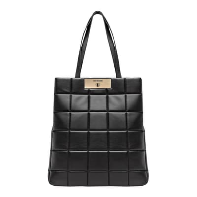 Black Leather Shopping Bag