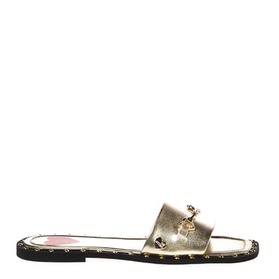 Gold Chain Detail Slip On Flat Sandals
