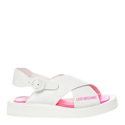 White/Pink Crossover Strap Platform Sandals