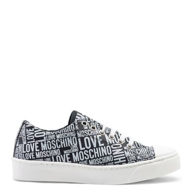 Black/White All Over Printed Low Top Trainers