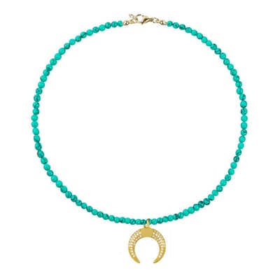 18K Gold Turquoise Moon Necklace