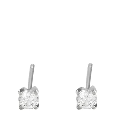 Silver Single Diamond Earrings