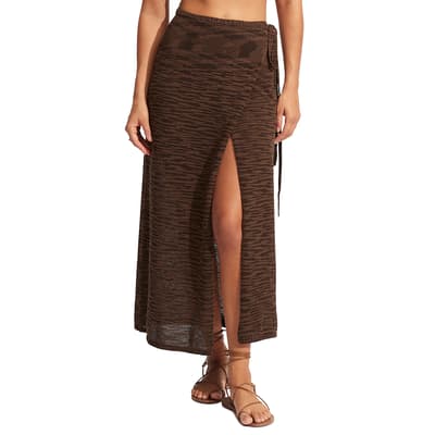 Brown Daybreak Knit Midi Skirt