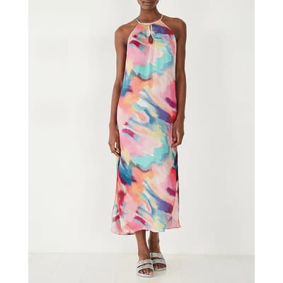 Multi Nazli Halter Midi Dress 