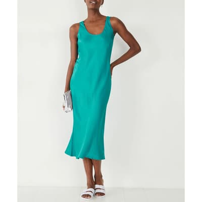 Turquiose Alysia Satin Midi Dress 