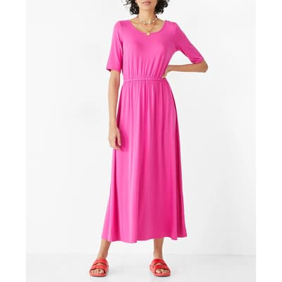 Pink Elisa Jersey Midi Dress 