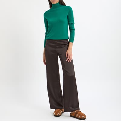 Green Merino Wool Fine Knit Top