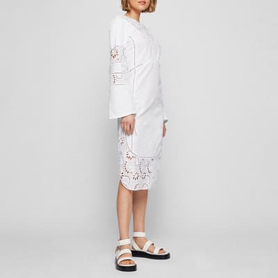 White Danouk Broderie Cotton Midi Dress