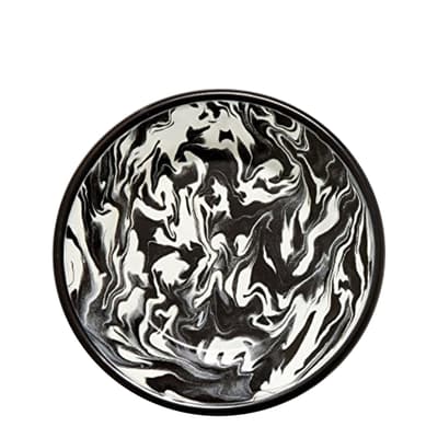 Set of 8 Marble Black Small Flat Plate 21cm