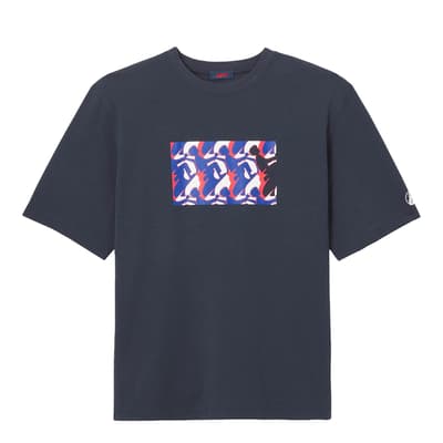 Navy Leo Cotton T-Shirt
