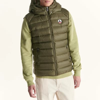 Khaki Silver Down Gilet