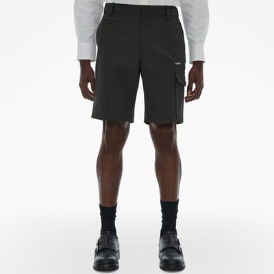 Charcoal Twill Wool Blend Shorts