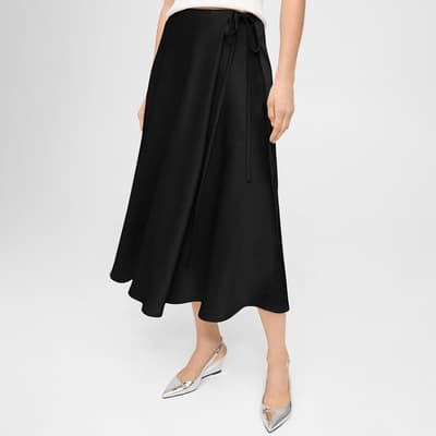 Black Overlap Midi Sk Skirts