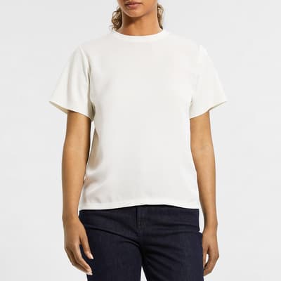 Ecru Linear Silk T-Shirt