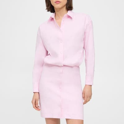 Pale Pink Linen Blend Shirt Dress