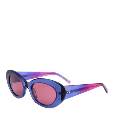 Blue Pattern Round Sunglasses 52mm