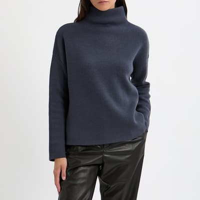 Slate Cashmere Blend Funnel Neck Jumper