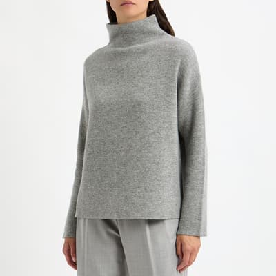 Grey Cashmere Blend Funnel Neck Jumper