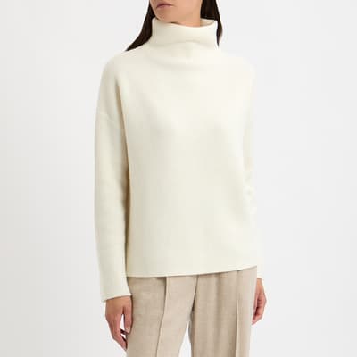 Cream Cashmere Blend Funnel Neck Jumper