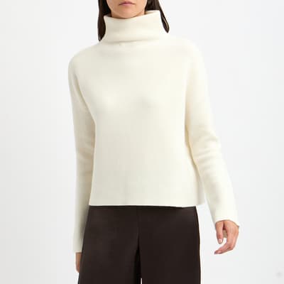 Cream Cashmere Blend Crop Funnel Jumper