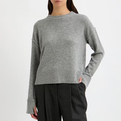 Grey Cashmere Blend Round Neck Jumper