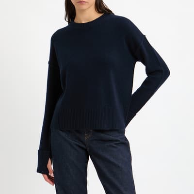 Navy Cashmere Blend Round Neck Jumper