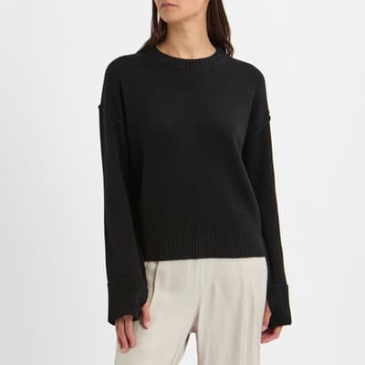 Black Cashmere Blend Round Neck Jumper