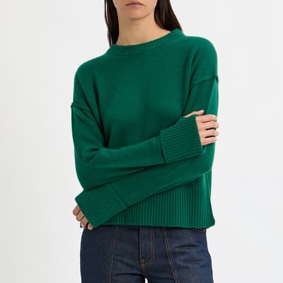 Green Cashmere Blend Round Neck Jumper