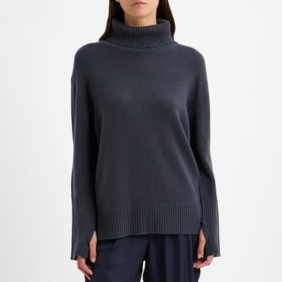 Slate Cashmere Blend Deep Cuff Jumper