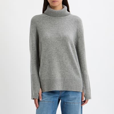 Grey Cashmere Blend Deep Cuff Jumper