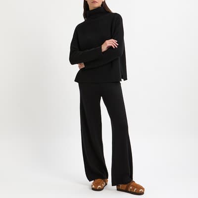 Black Cashmere Blend Straight Leg Jogger