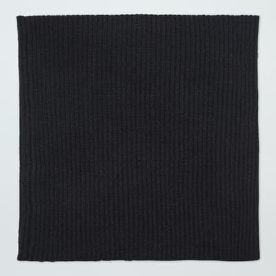 Black Cashmere Ribbed Snood