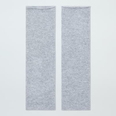 Grey Cashmere Fine Knit Wrist Warmers