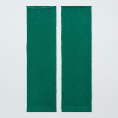 Green Cashmere Fine Knit Wrist Warmers