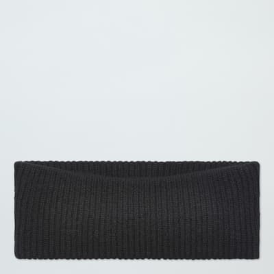 Black Cashmere Ribbed Headband