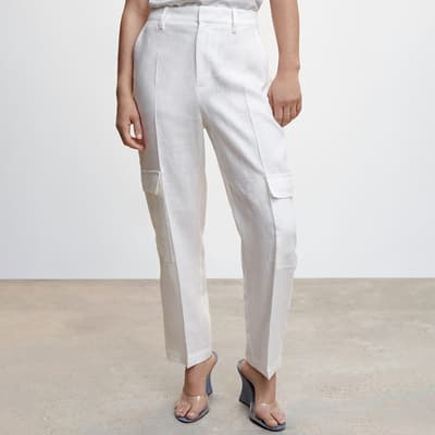 White Linen Cargo Trouser