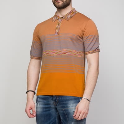 Orange Stripe Wool Polo Shirt
