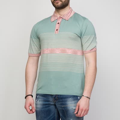 Mint Stripe Wool Polo Shirt