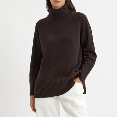 Brown Cashmere Roll Neck Tunic